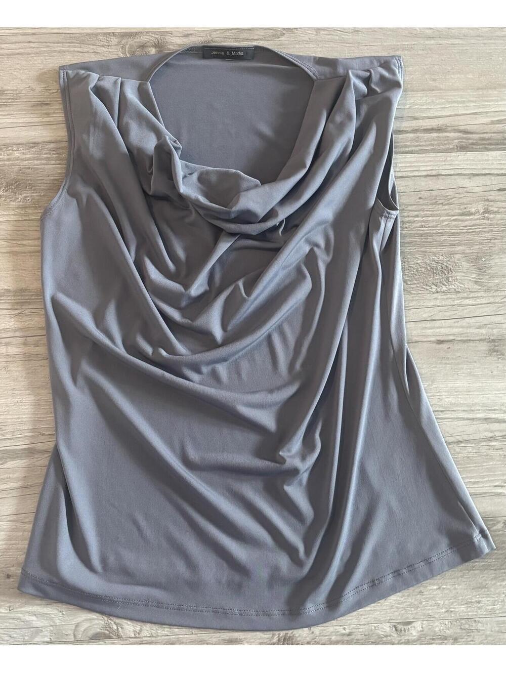 Jennie & Marlis Sleeveless Gray Cowl Neck Top - Picture 1 of 6